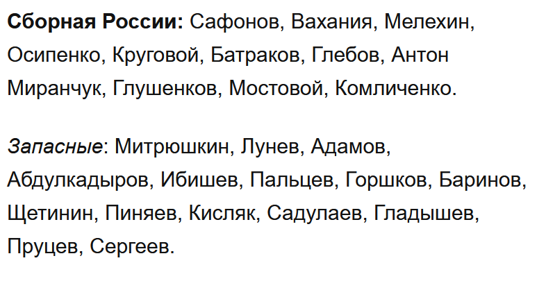 Объявлен состав сборной России на матч против Нигерии. Капитан — Сафонов