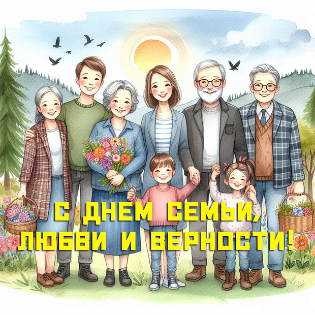 От открыток на День семьи, любви и верности до поздравлений: 70+ уникальных карточек