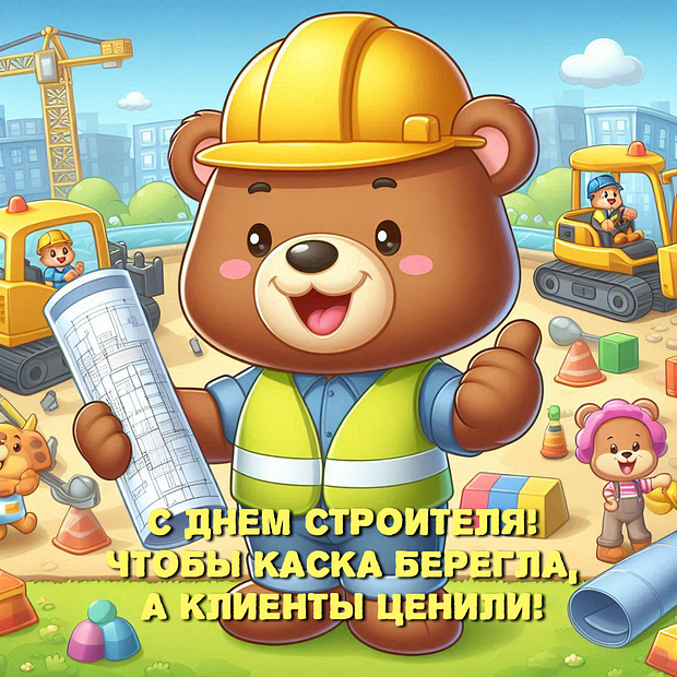 От открыток с Днем строителя: 50+ картинок и поздравлений