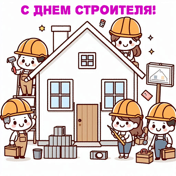 От открыток с Днем строителя: 50+ картинок и поздравлений