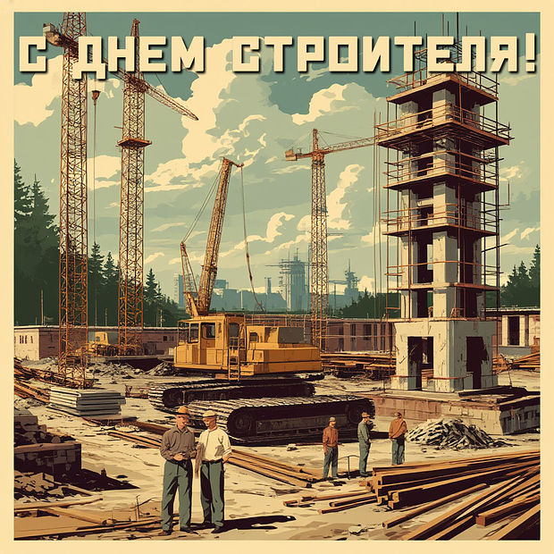 От открыток с Днем строителя: 50+ картинок и поздравлений