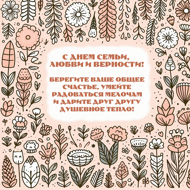От открыток на День семьи, любви и верности до поздравлений: 70+ уникальных карточек
