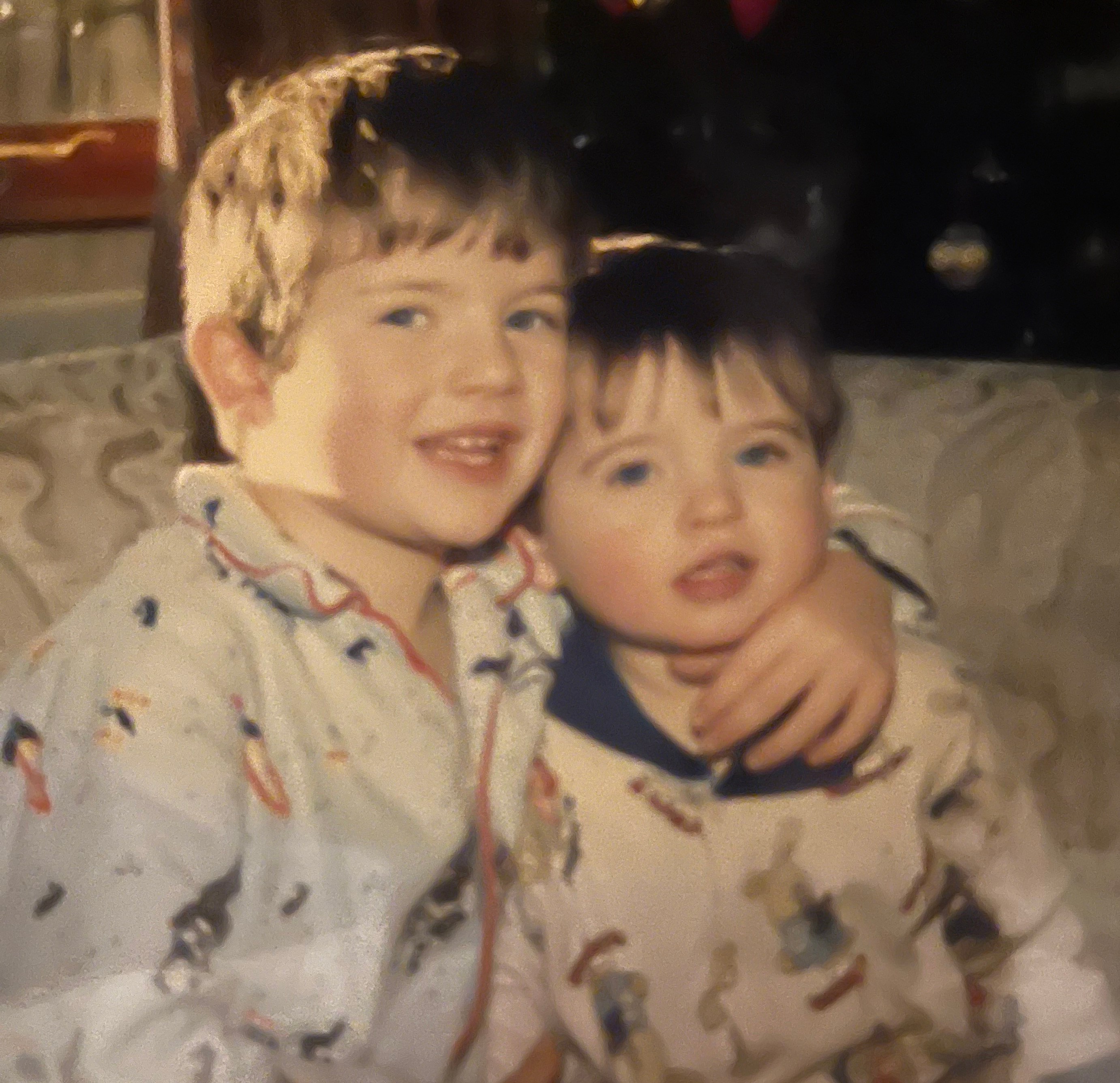 Tom, then 4, and Phil, 1, at home on the Wirral, 1993