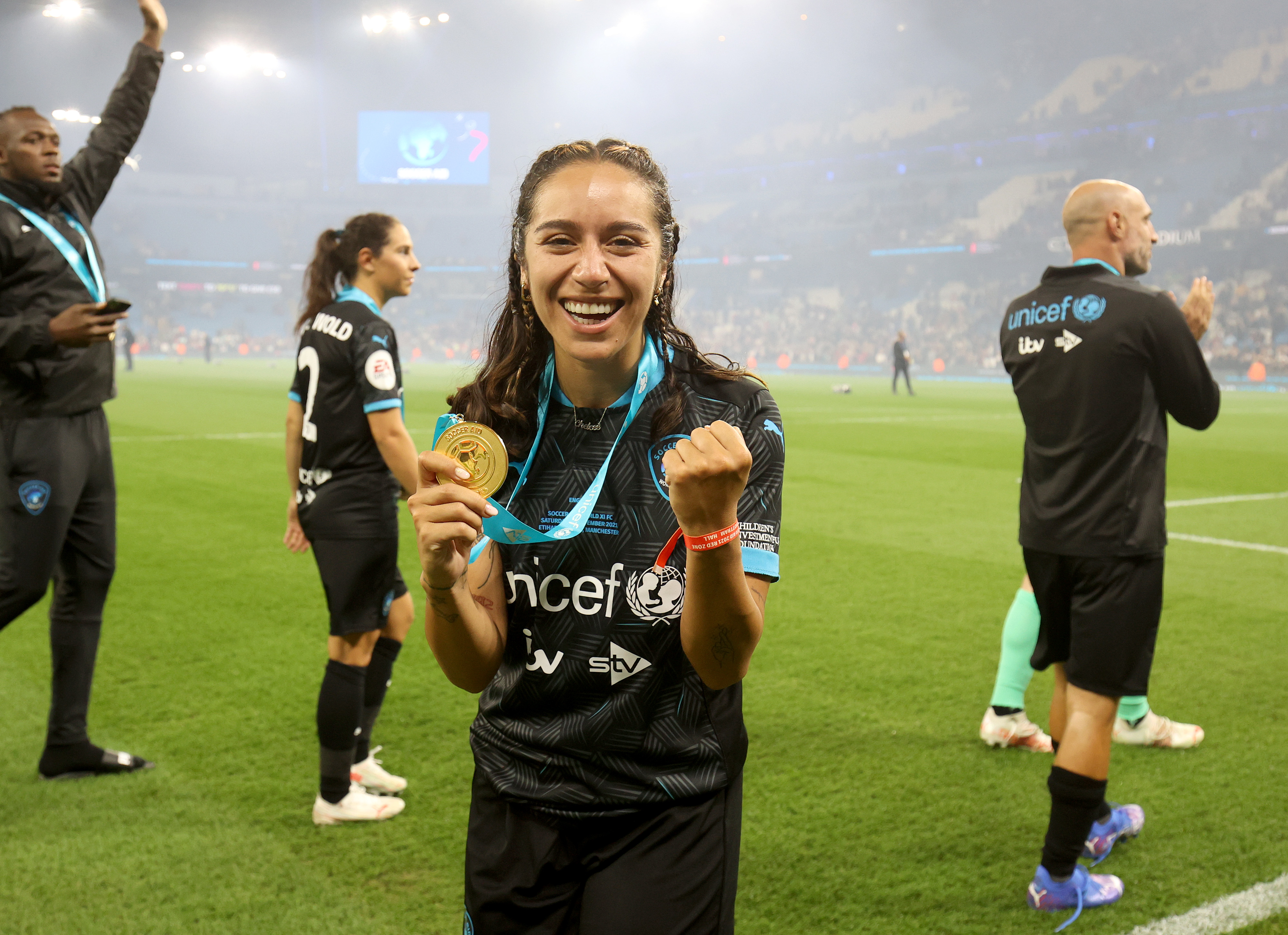 With her Soccer Aid winners medal in 2021