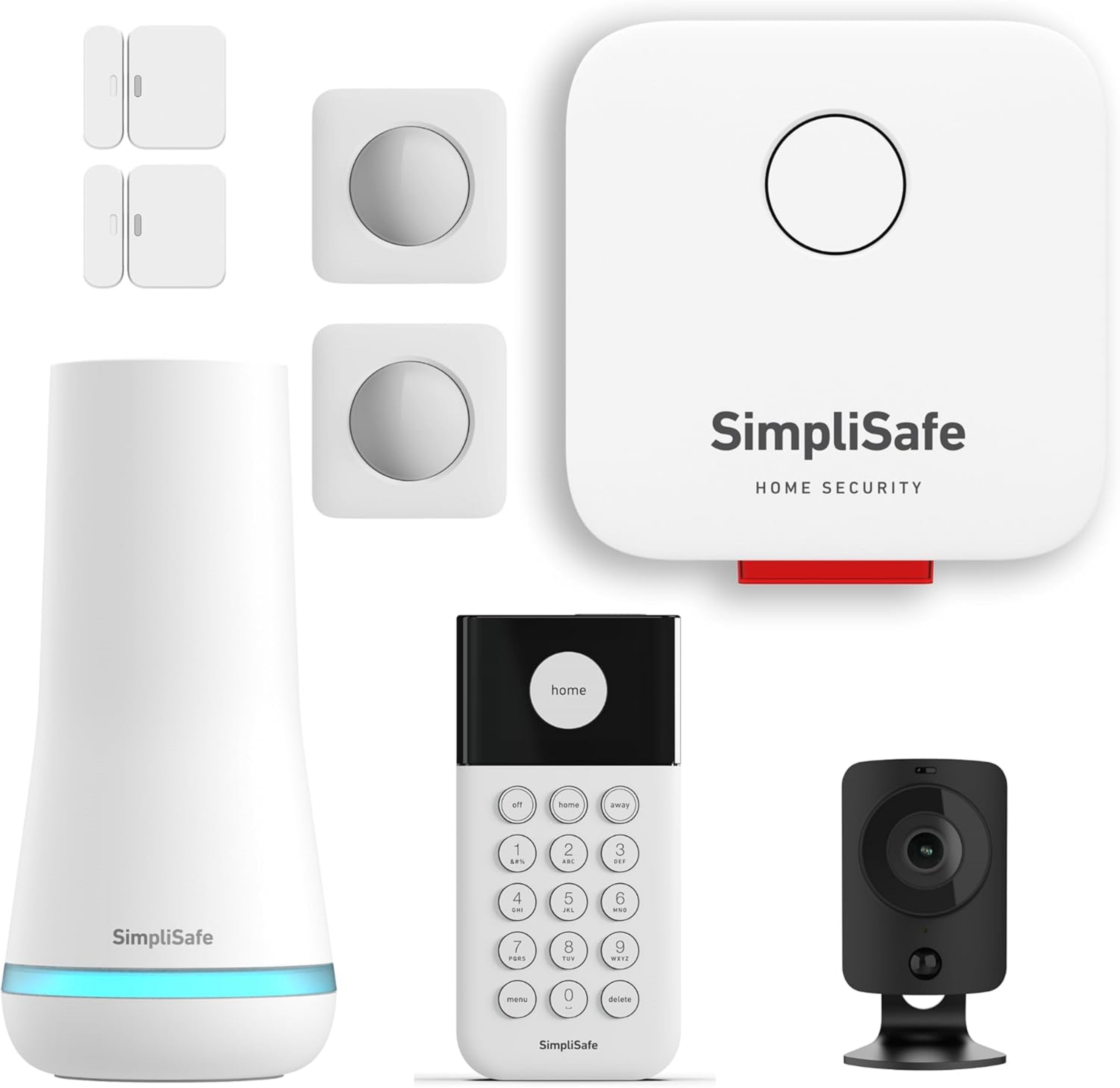Иллюстрация компонентов домашней системы безопасности SimpliSafe.