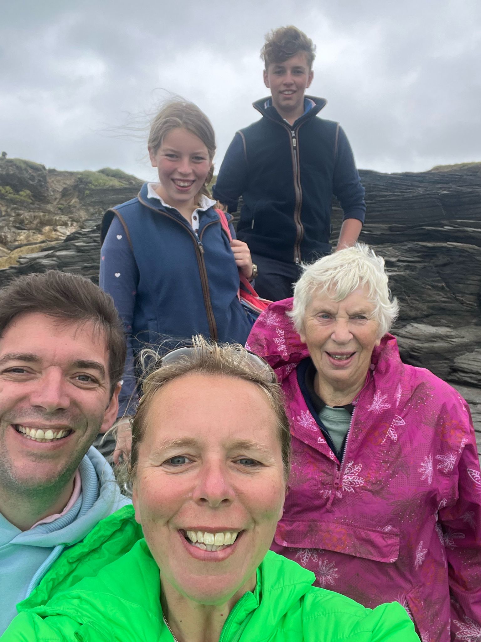 Bryony Sadler, centre, with her family