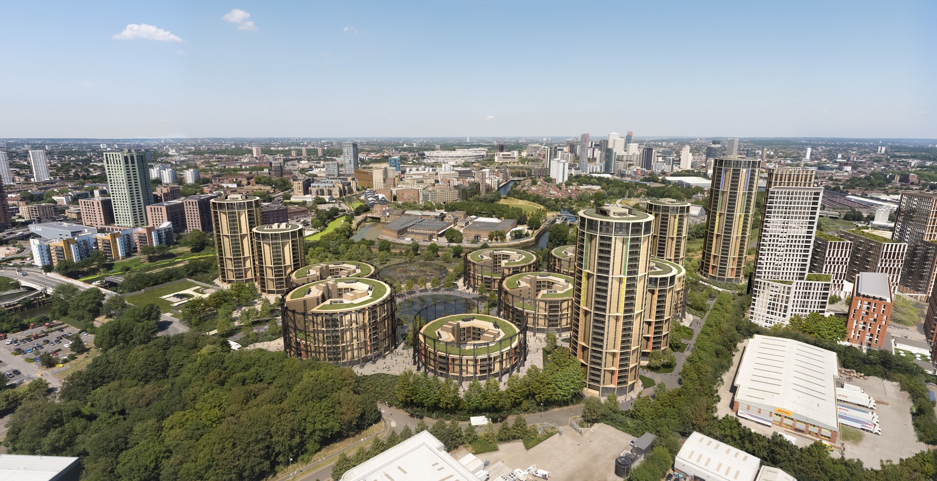 Аэроиллюстрация проекта застройки Bromley by Bow от Berkeley Homes.