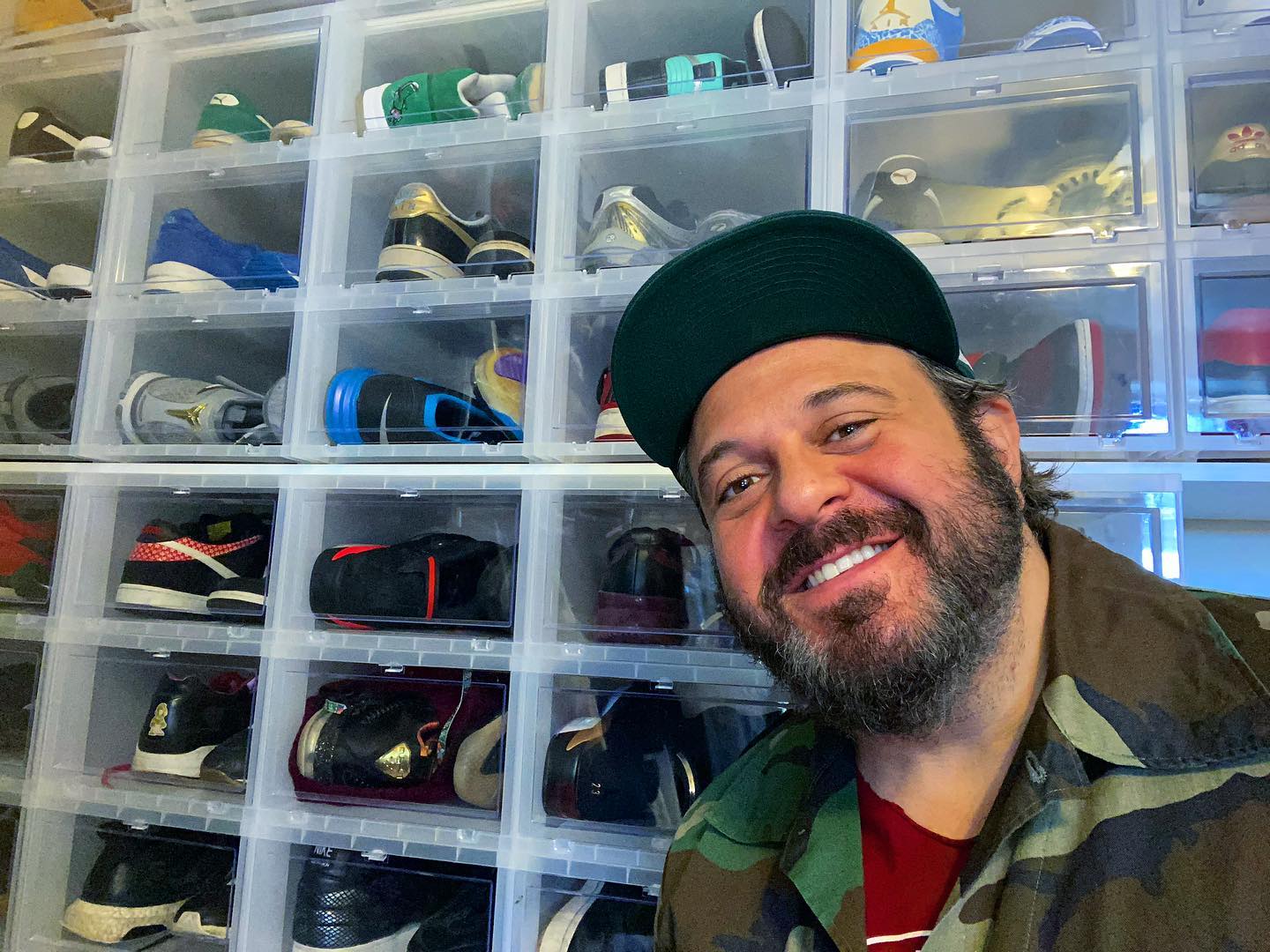 Richman with his “wall of sneakers”