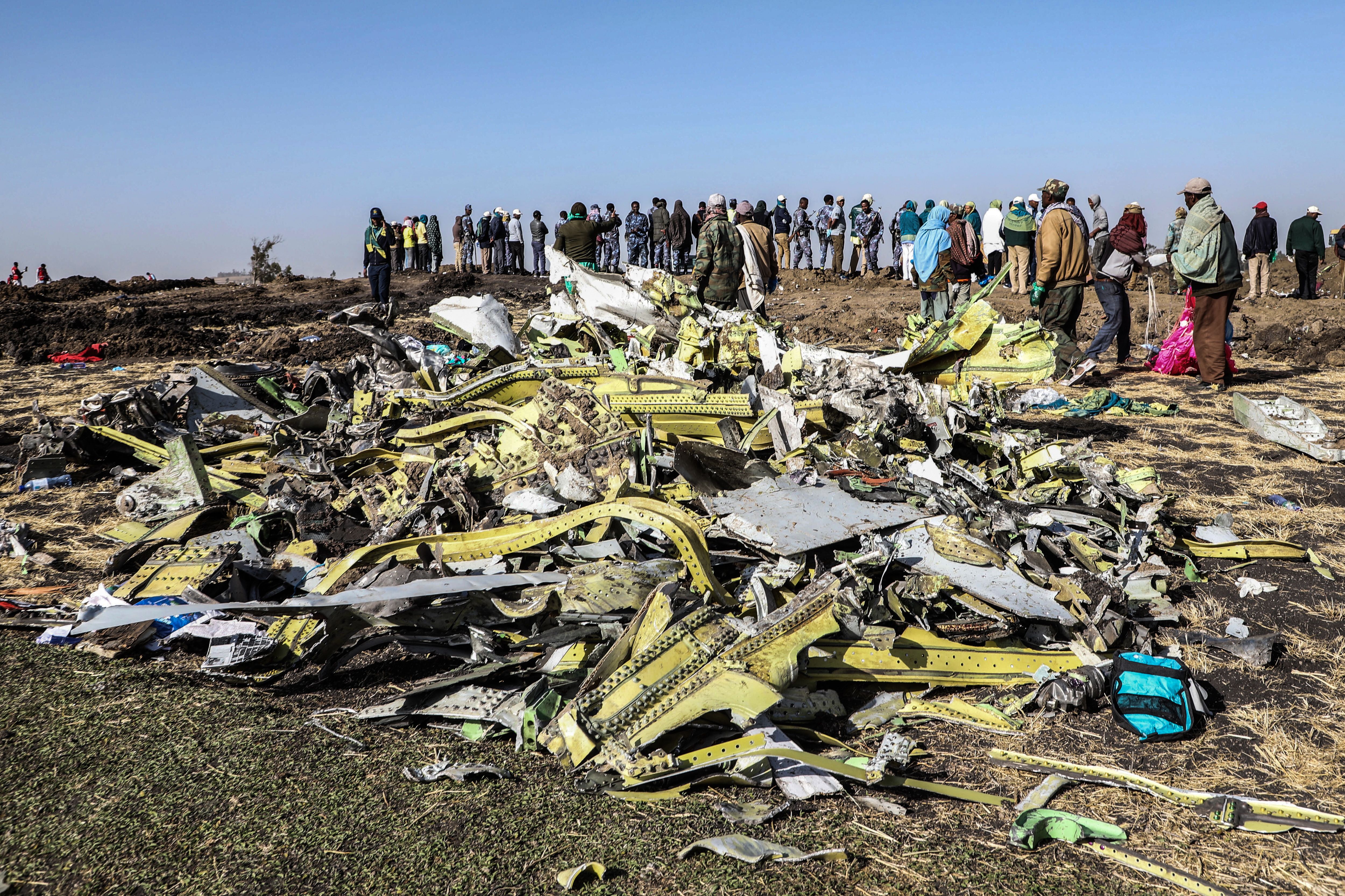 Место катастрофы Boeing 737 Max 8 авиакомпании Ethiopian Airlines в 2019 году, в которой погибли 157 человек