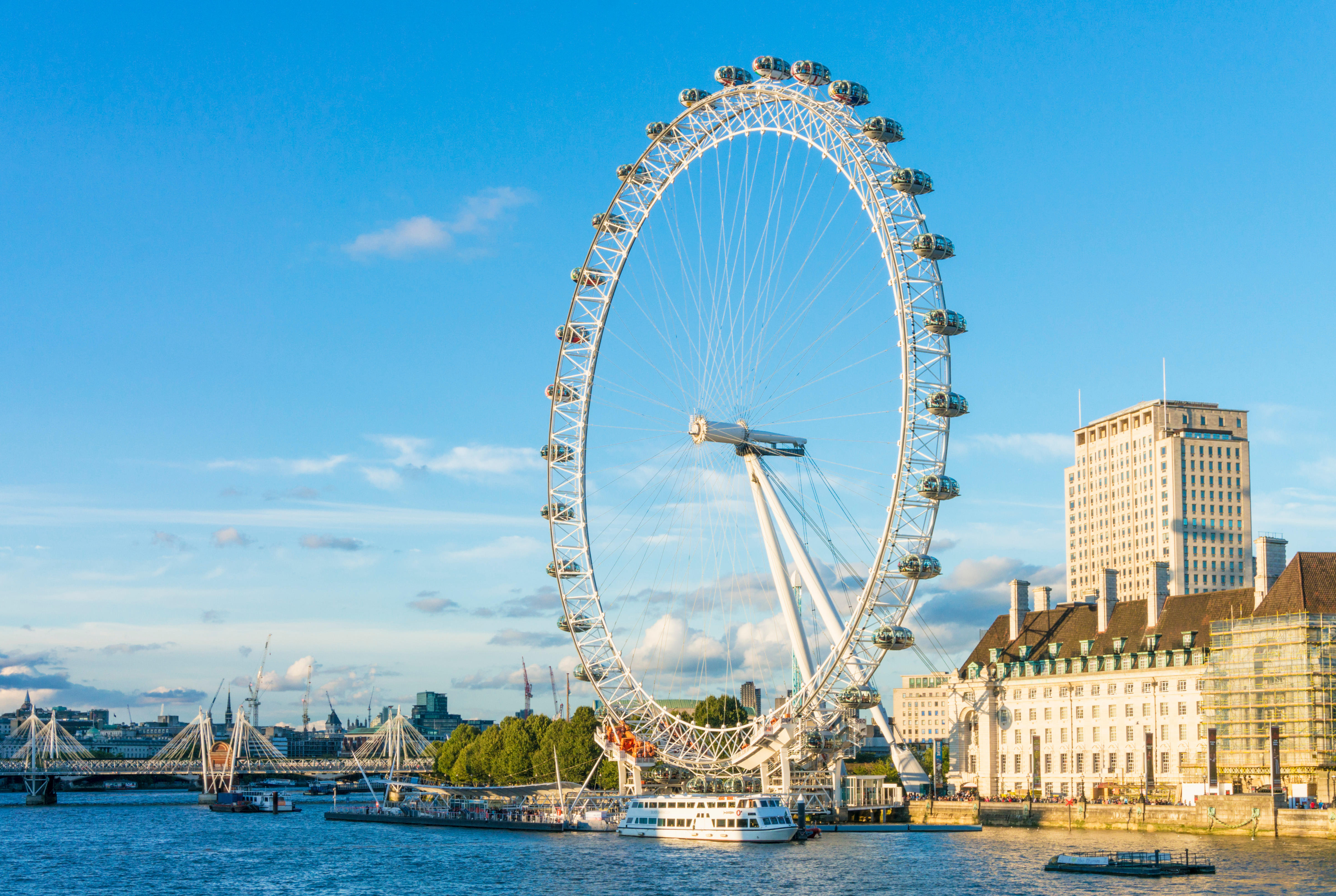 The London Eye Ferris wheel on the River Thames.