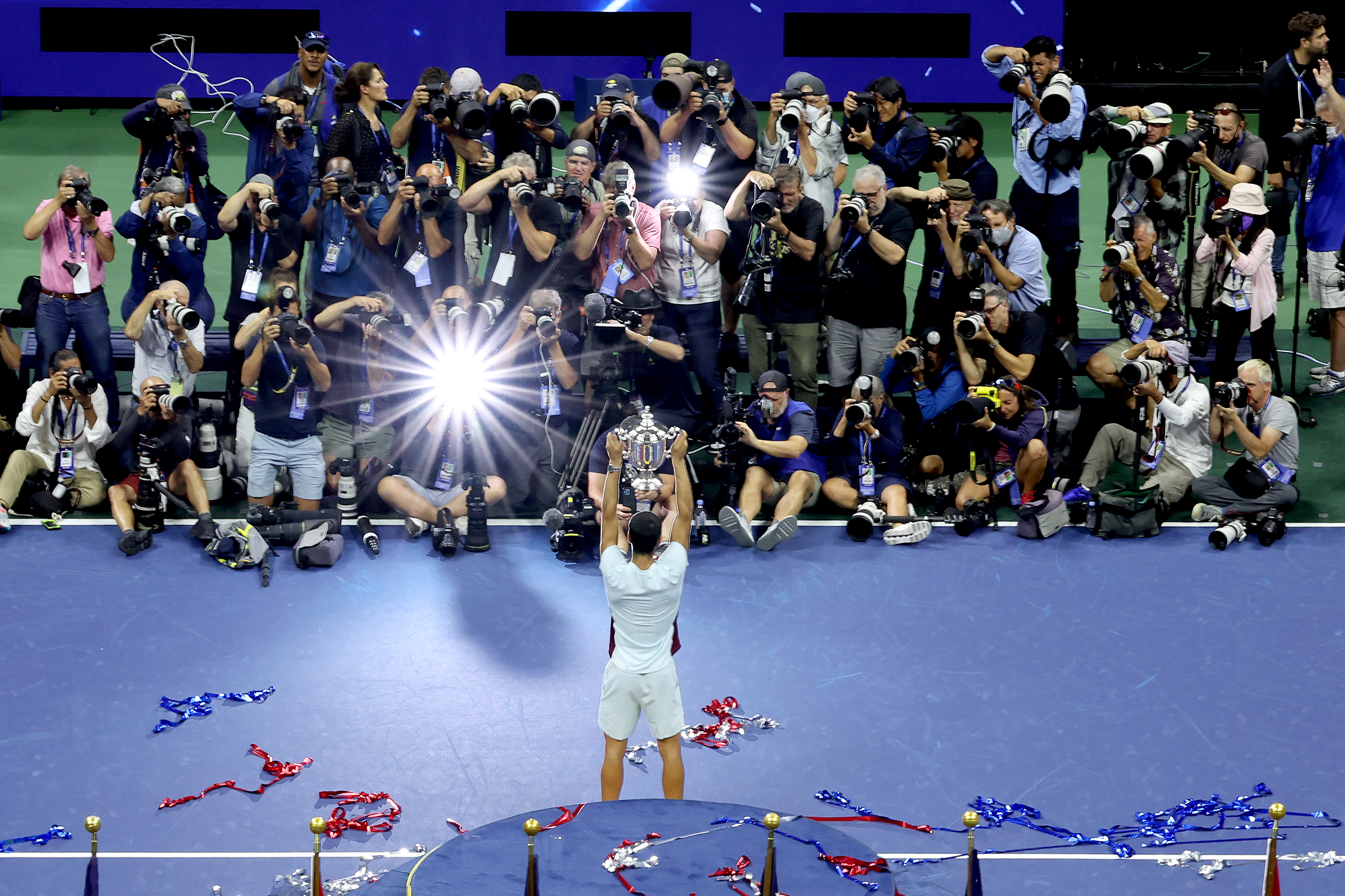 Lifting the men’s singles trophy at the US Open in New York, September 2022