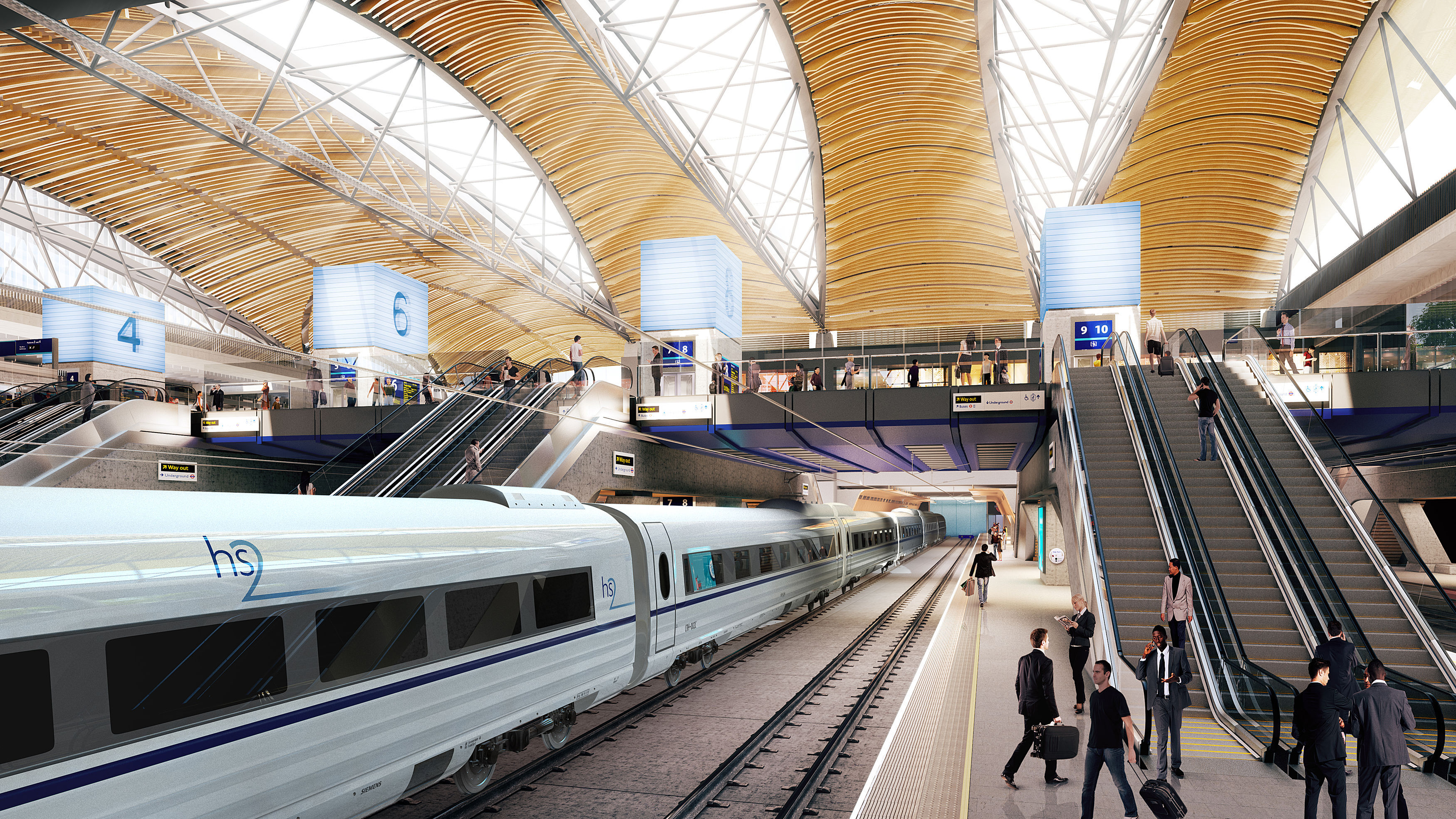 Illustration of the potential interior of Euston station, projected to require £3 billion from private funding.