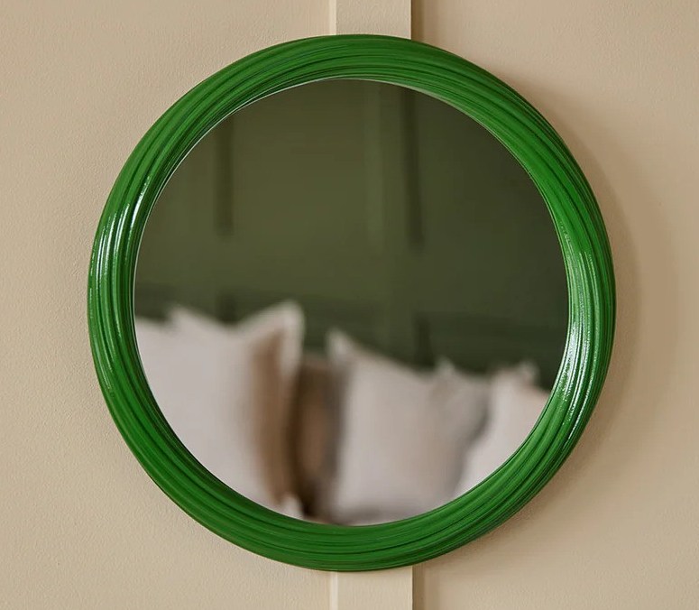 Green Puffy Round Mirror