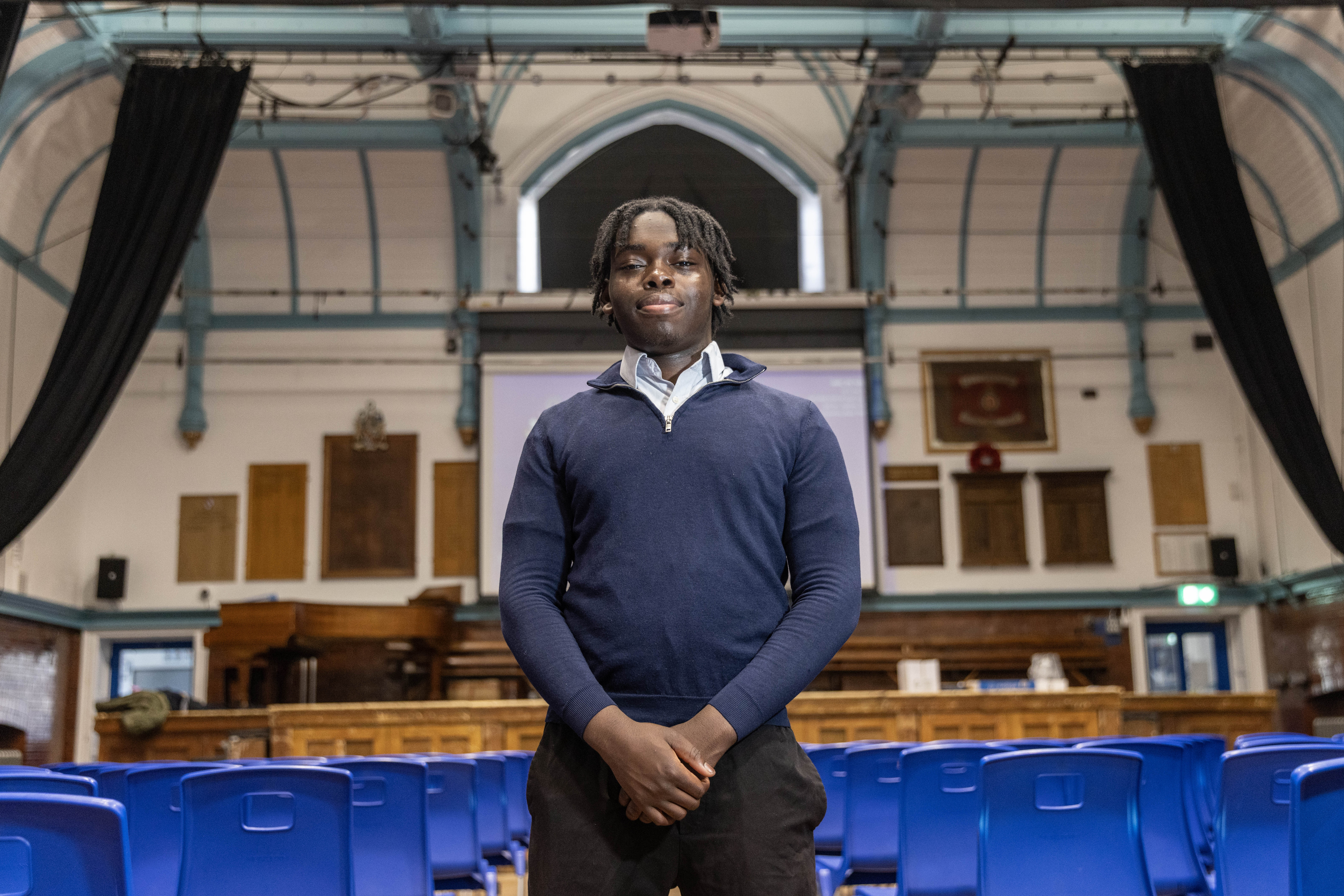 Portrait of Folarin Iyiola, a student at Haberdashers' Aske School in New Cross.