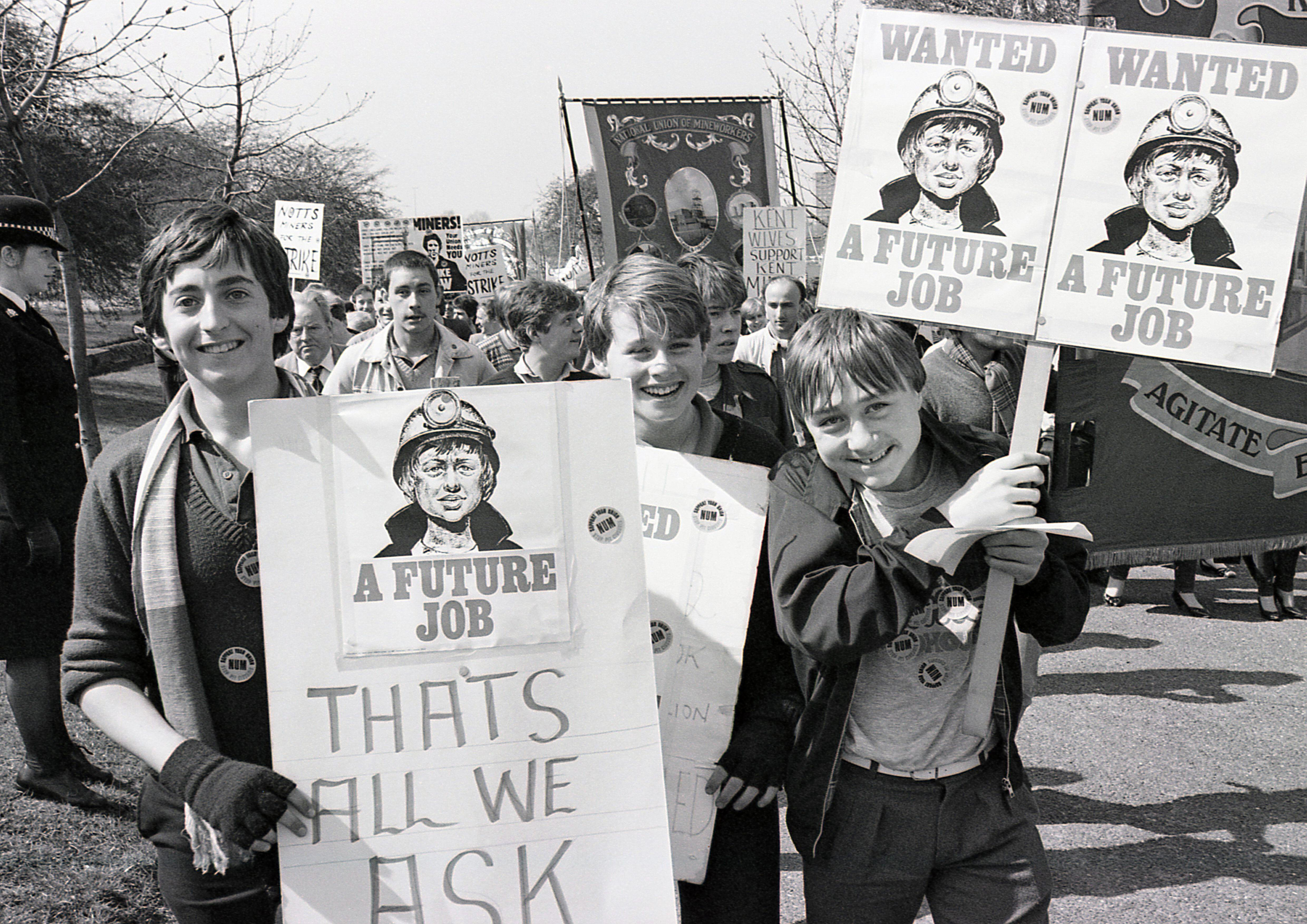 Boys join a 1984 march in Nottingham