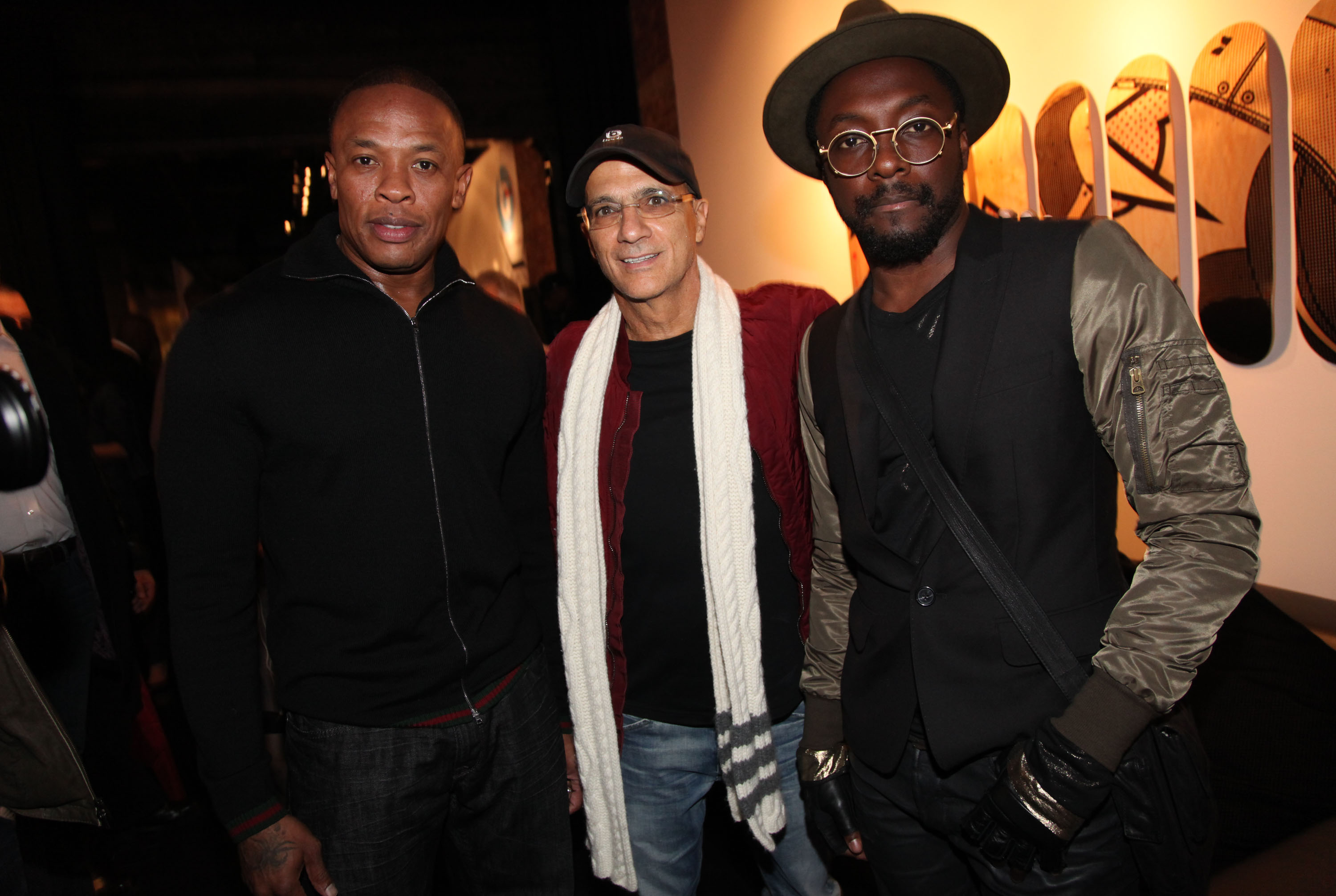 Will.i.am, right, was an early investor in Beats by Dre, the headphone brand co-created by Dr Dre, left, and Jimmy Iovine