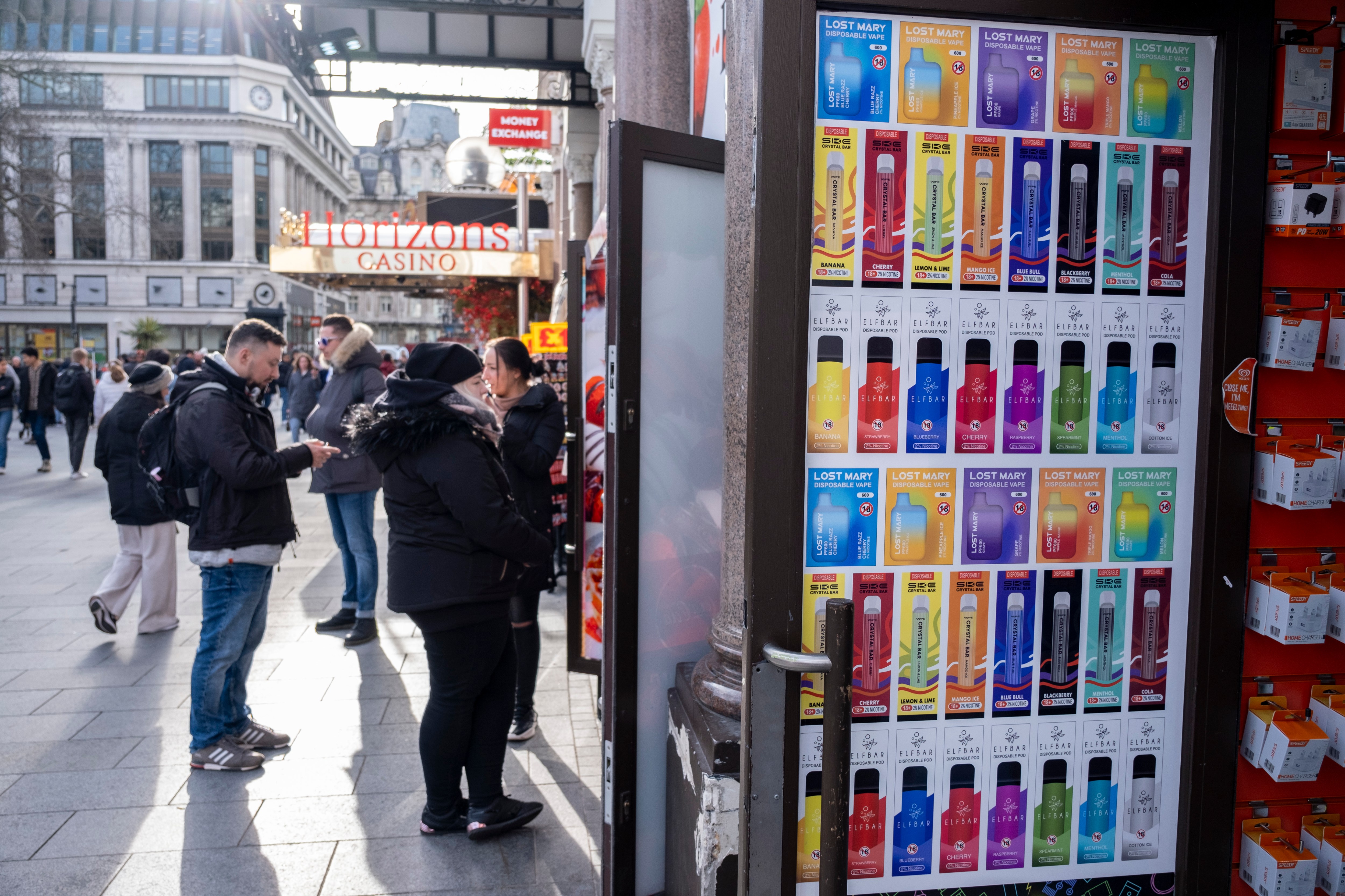 A London vape shop promoting brands including Elf Bar in March