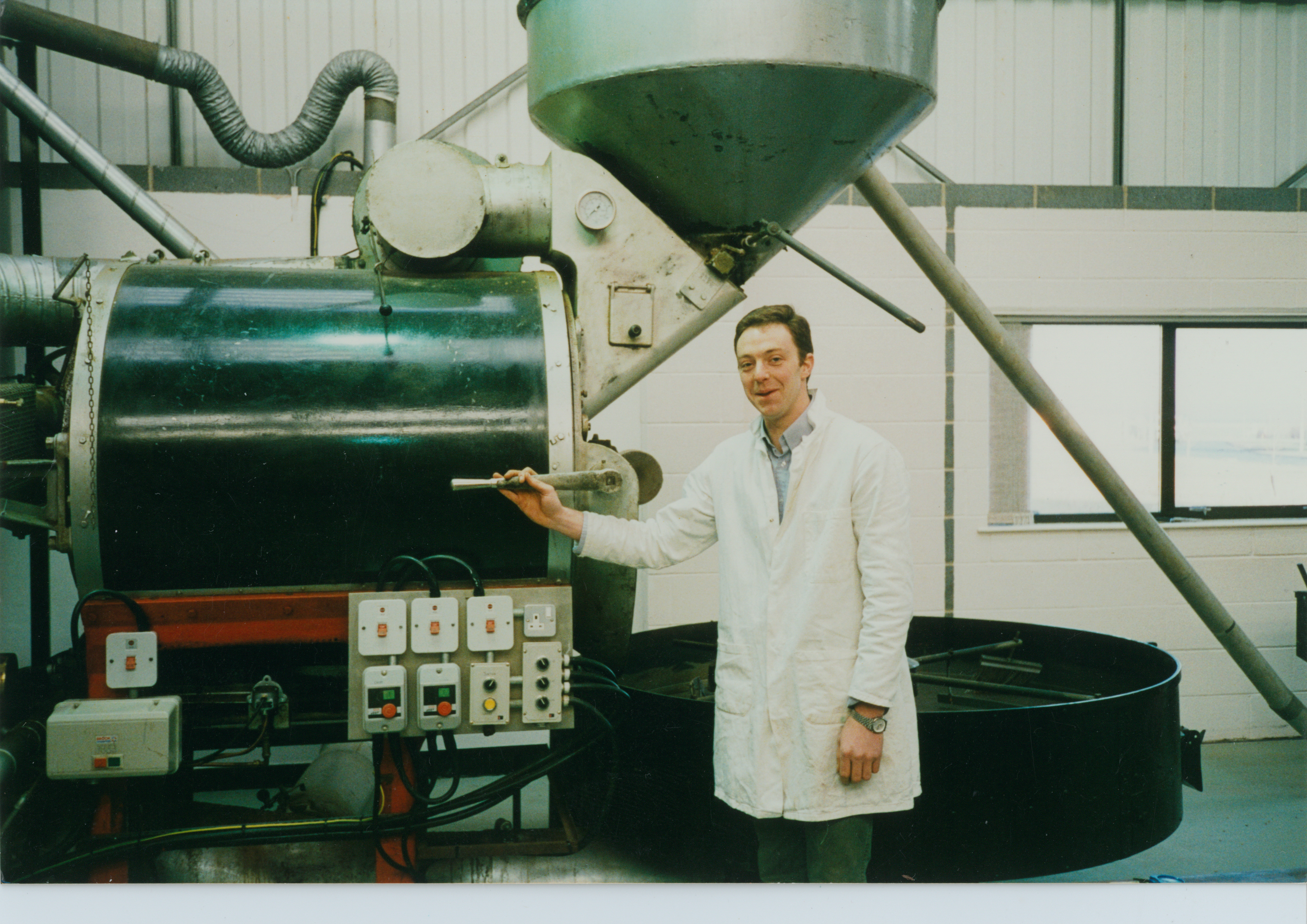 James Sweeting with one of the company’s early coffee roasting machines